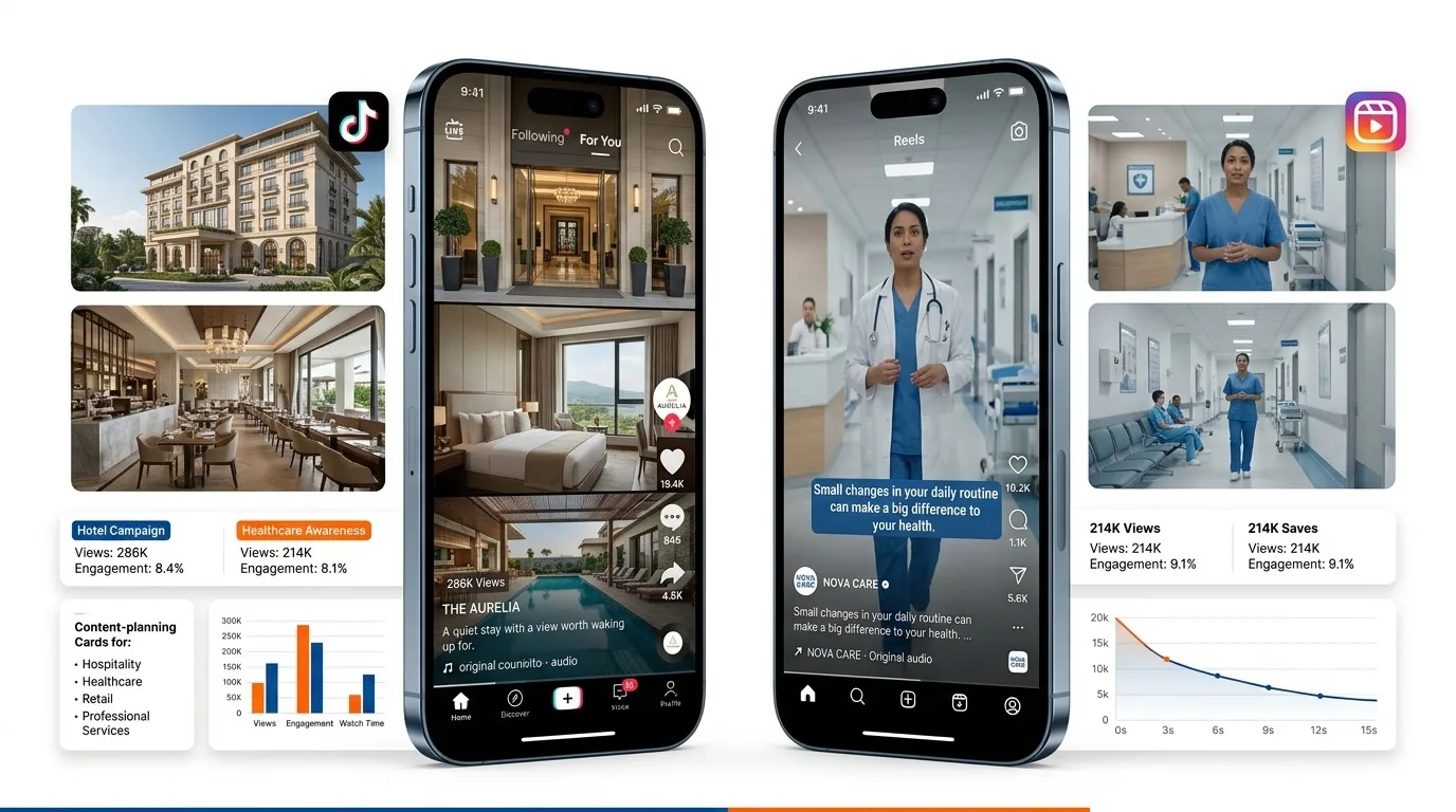 Vertical short-form videos for TikTok and Instagram Reels on phones